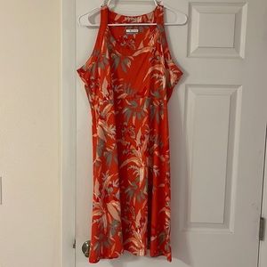 Columbia orange tropical sleeveless midi dress - Large
